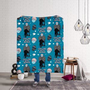 Chilling with Bernie - 50x60 Minky Blanket - NWOT